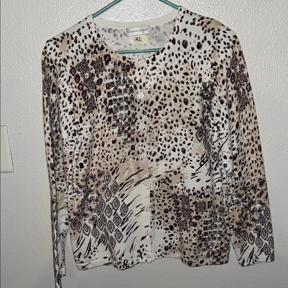Christopher & Banks Animal Print Button-Up Shirt